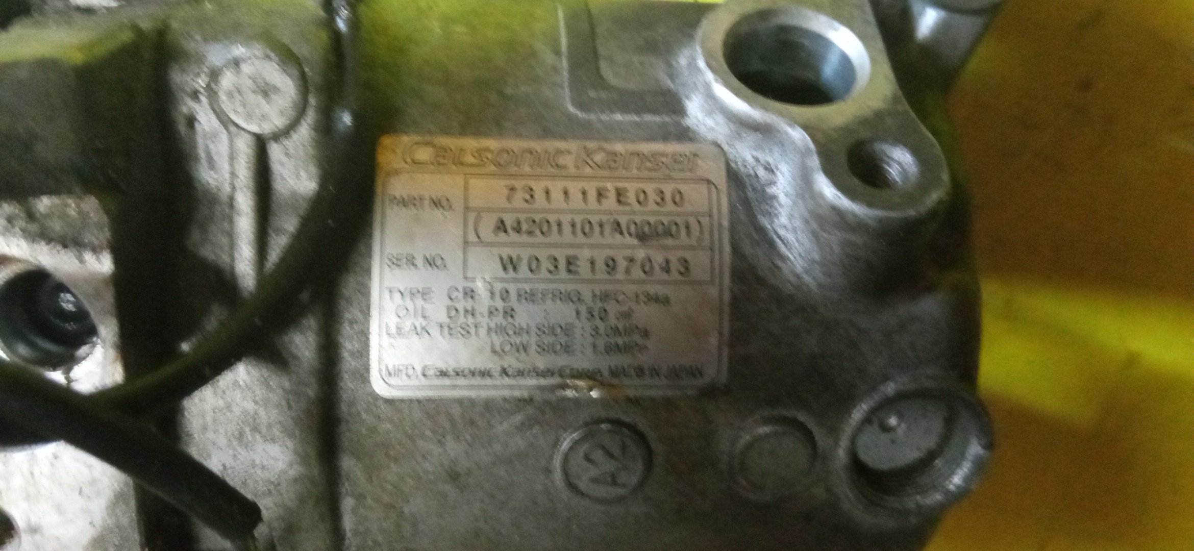 КОМПРЕССОР КОНДИЦИОНЕРА/SUB/EJ152/EJ154/EJ204/EJ205/EJ207/IMPREZA/GD2/GD3/GD9/GDA/GDB/GDC/GG2/GG3/GG9/GGA/GGC/GGD/3 УХА/ТРУБКИ С РАЗНЫХ СТОРОН/73111FE030/73111FE011/1 КОНТ.